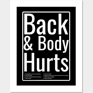 Funny Back Body Hurts Tee Quote Exercise Workout Gym Posters and Art